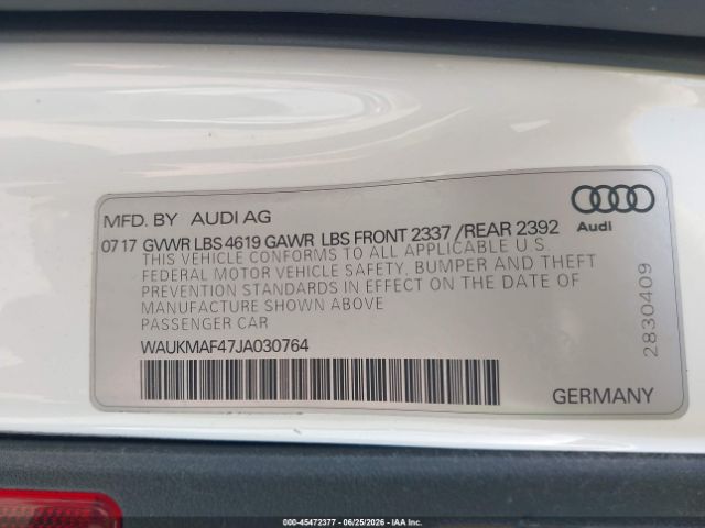 2018 AUDI A4 2.0T TECH ULTRA PREMIUM, фото 9