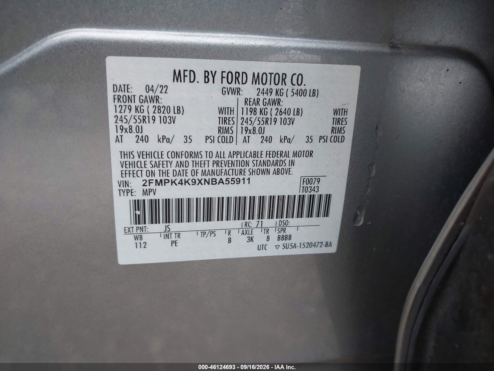 2022 Ford Edge TITANIUM, фото 9