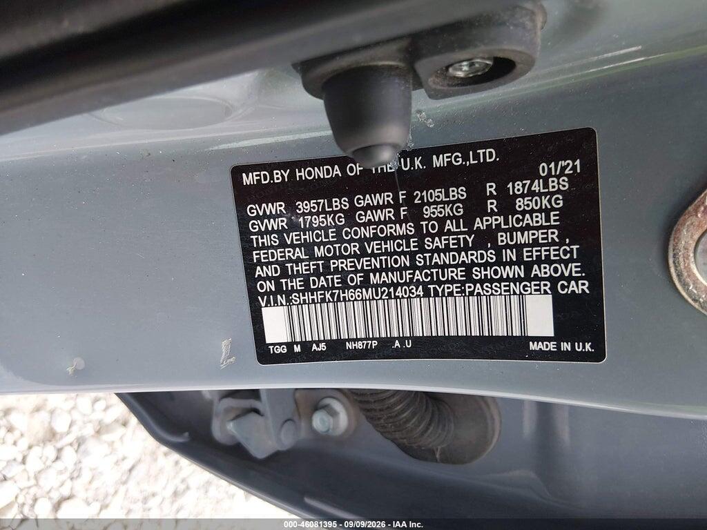 2021 Honda Civic EX, фото 9