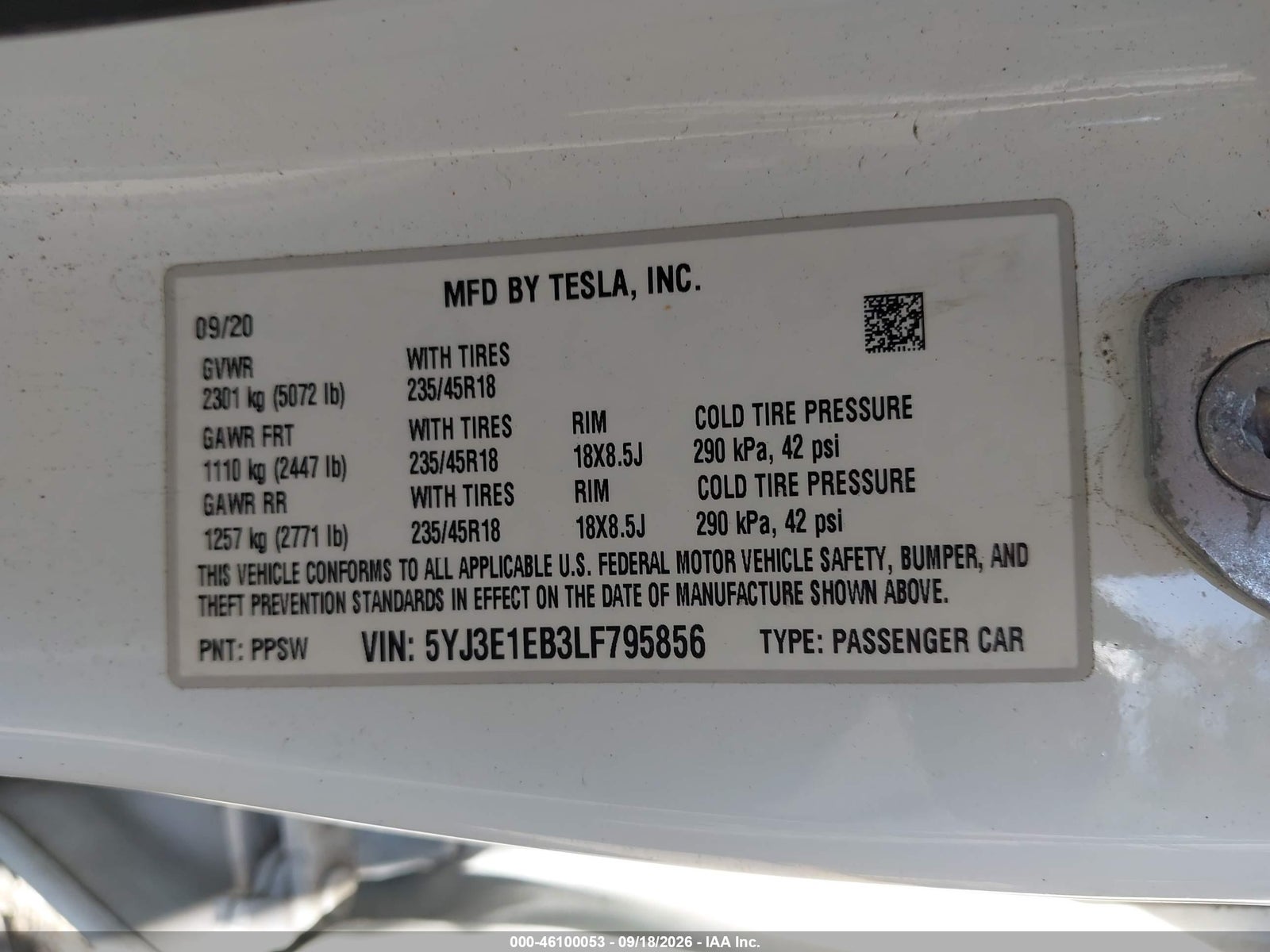 2020 Tesla Model 3 LONG RANGE DUAL MOTOR ALL-WHEEL DRIVE, фото 9