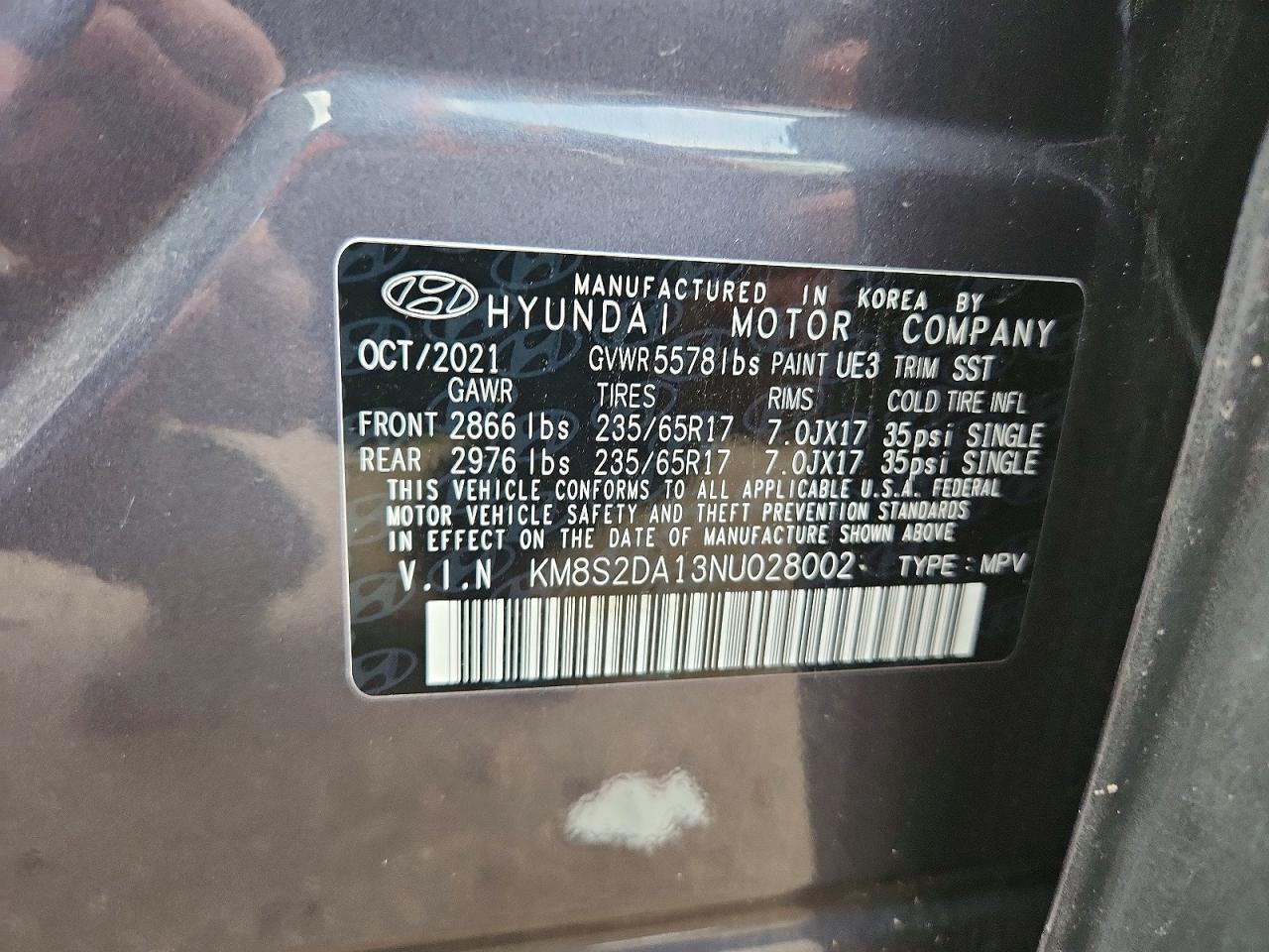 2022 Hyundai Santa Fe BLUE, фото 12