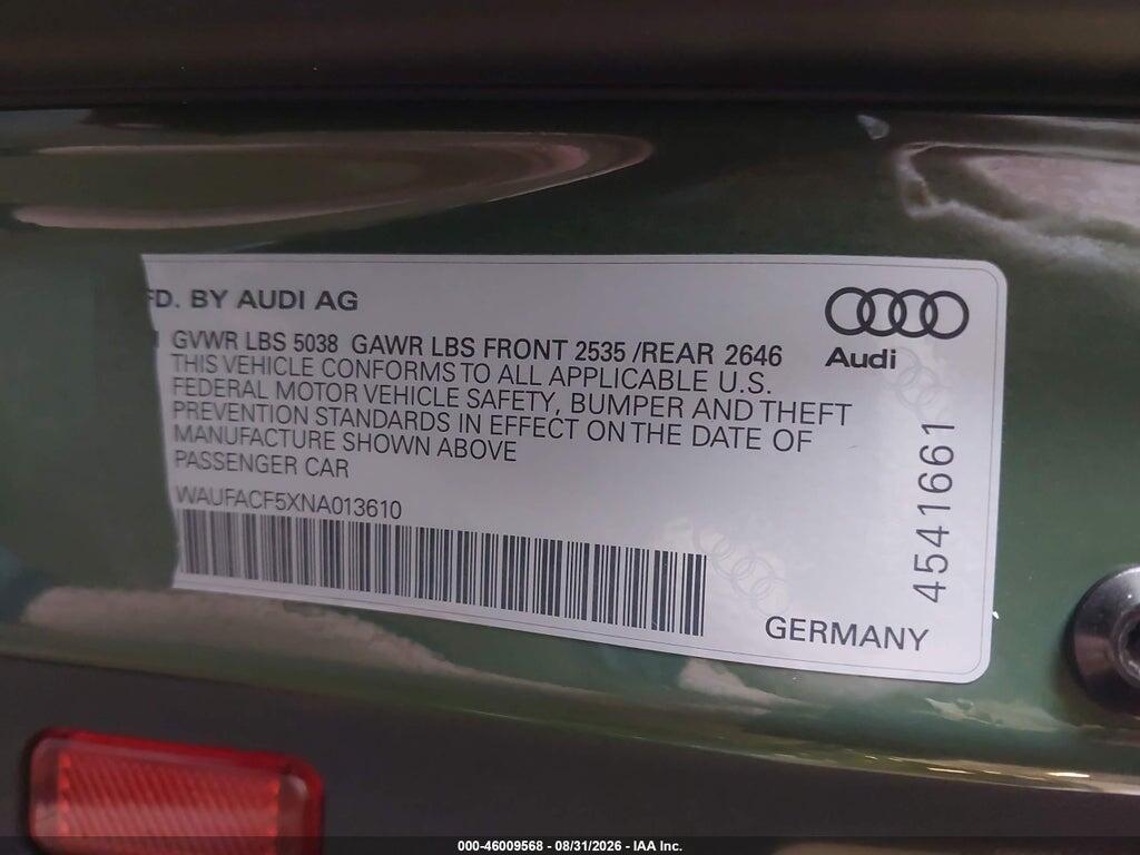 2022 Audi A5 SPORTBACK PREMIUM PLUS 45 TFSI S LINE QUATTRO S TRONIC, фото 9