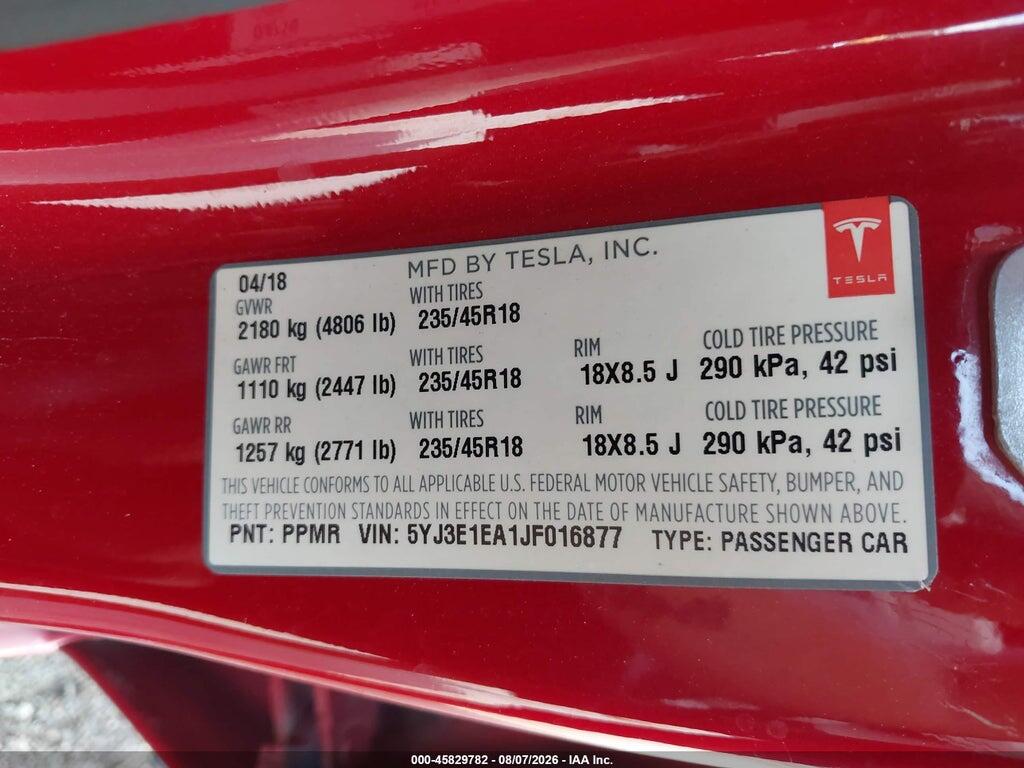 2018 Tesla Model 3 LONG RANGE/MID RANGE, фото 9