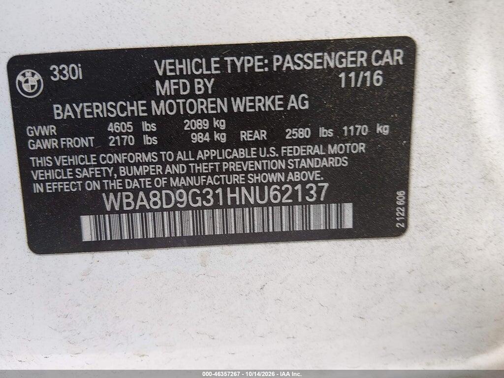2017 BMW 330I XDRIVE, фото 9